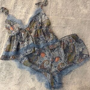 Victoria Secret Bohemian Paisley Lace Trim Sleepwear Set